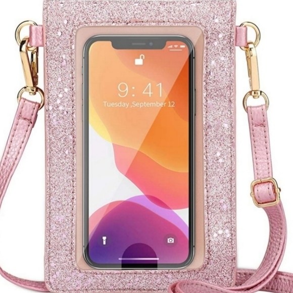 Other - LAST ONE! Cellphone Crossbody Bag PU Leather NEW Pink Glitter
